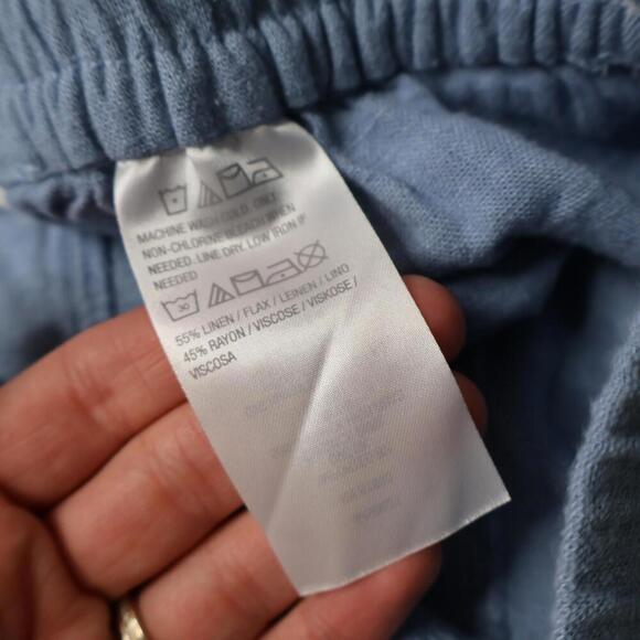 Susan Graver Pure Blue Linen Blend Pull On Pants XL Coastal Lagenlook Breathable - Picture 5 of 7